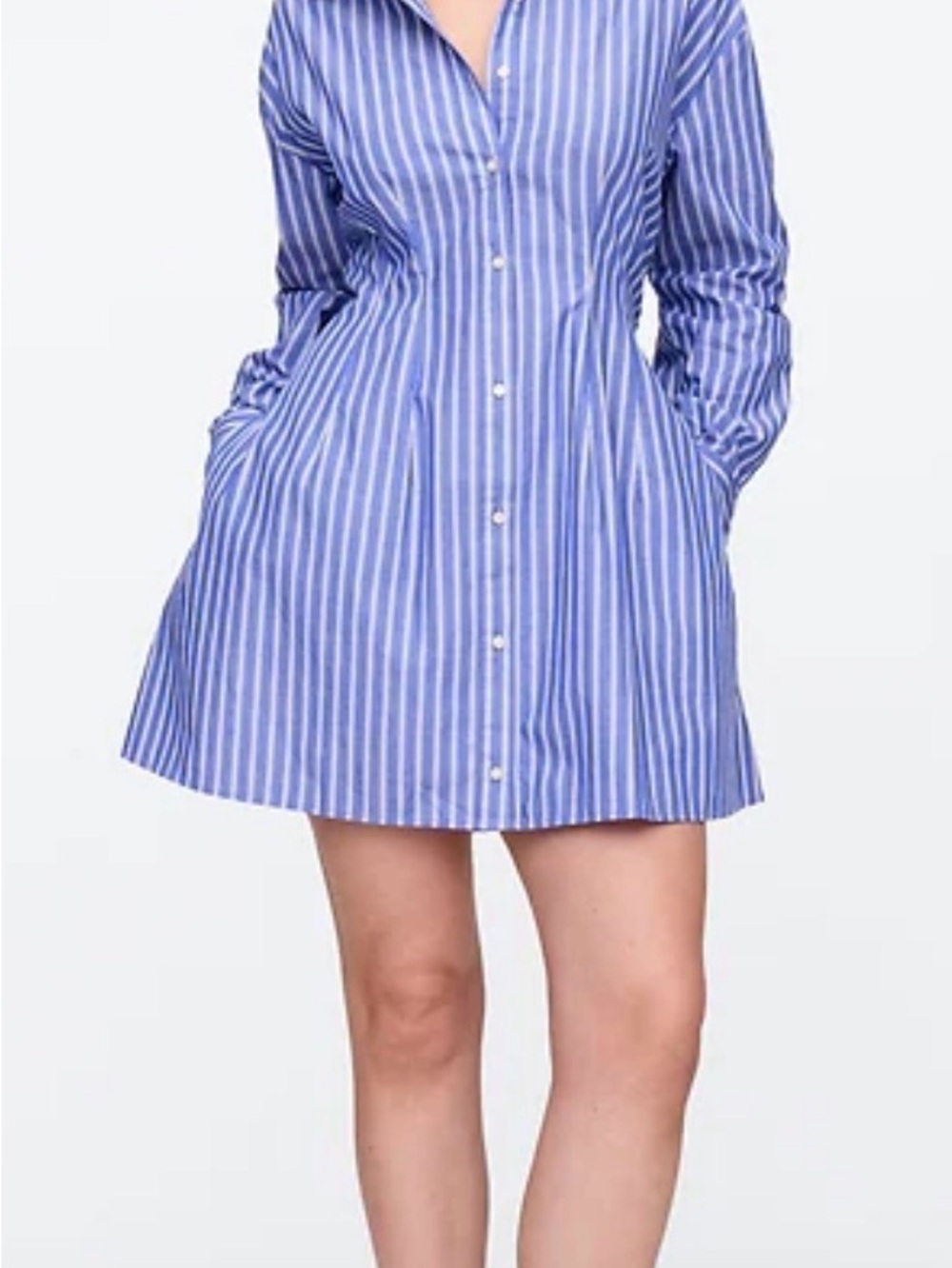 Gap Blue and White Vertical Stripe Button-Up dress
